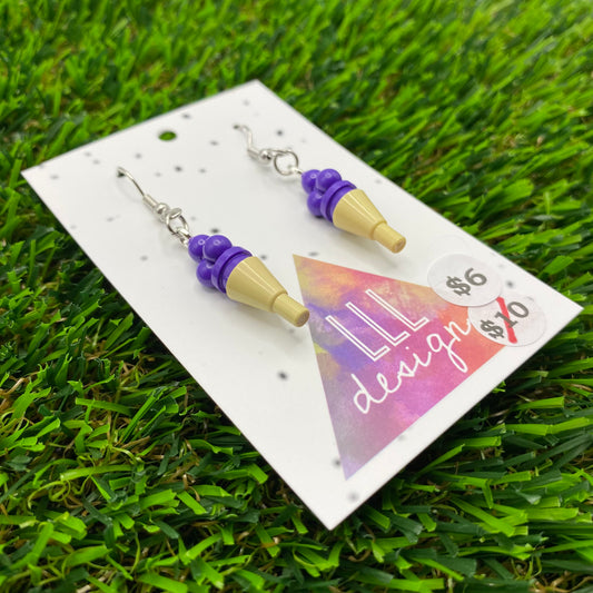 Ice Cream Brick Hook Earrings - Blueberry - Super Lightweight!