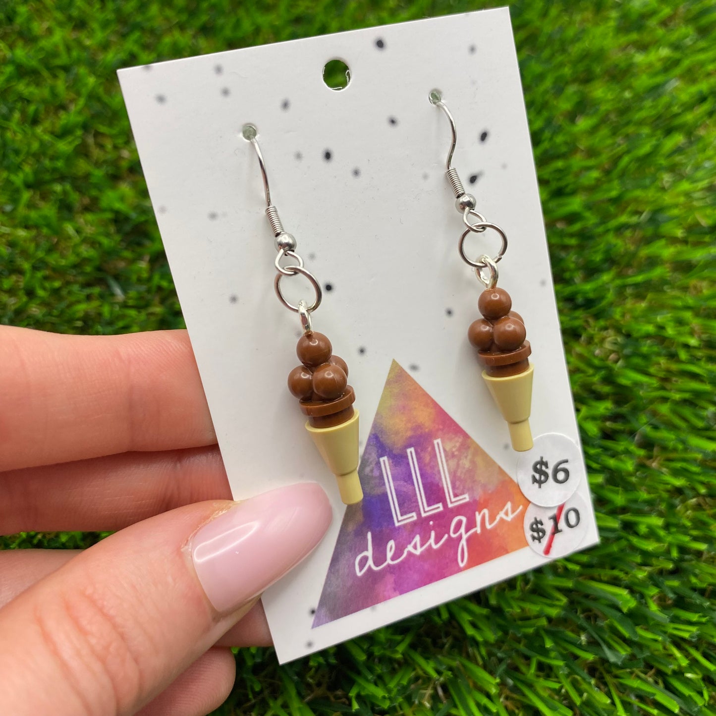 Ice Cream Brick Hooks Earrings - Chocolate - Super Lightweight!