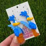 Brick Character Street Bird Earrings - Featuring Surgical Stainless Steel Silver Hoops!