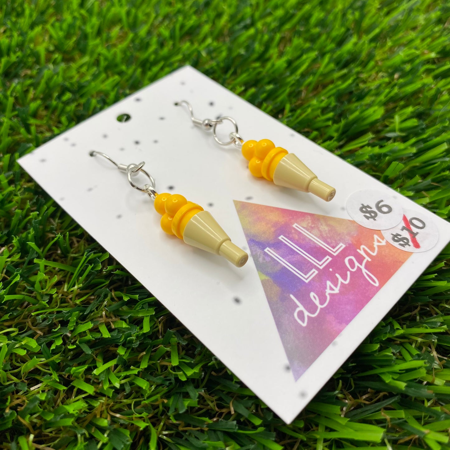 Ice Cream Brick Hook Earrings - Banana - Super Lightweight!