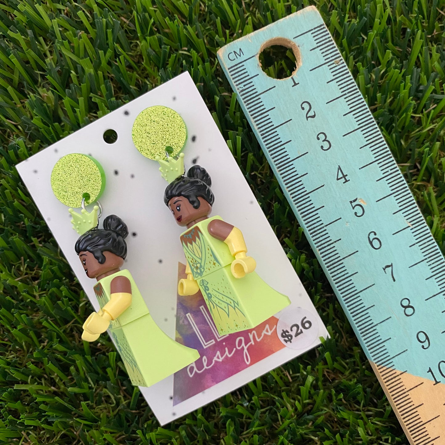 Brick Character Green Frog Princess - Featuring Lime Green Glitter Tops!