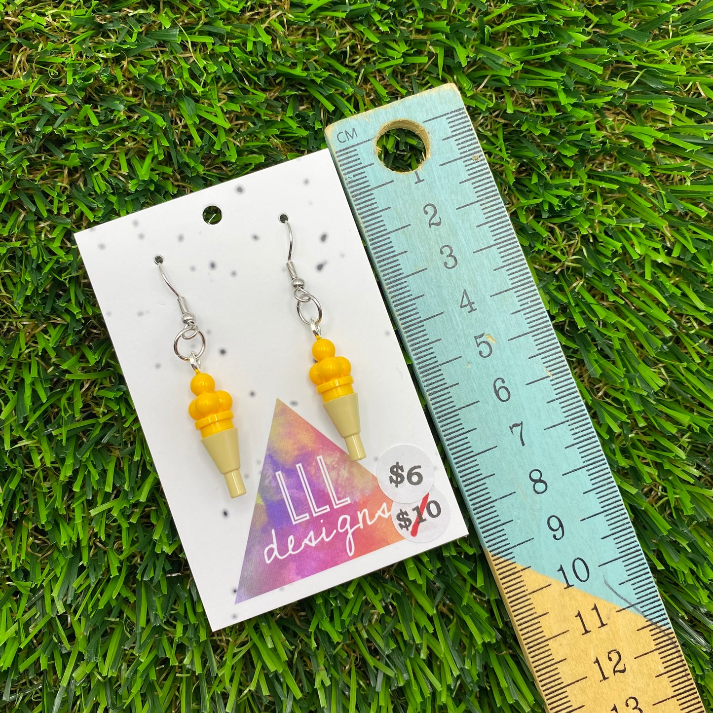 Ice Cream Brick Hook Earrings - Banana - Super Lightweight!