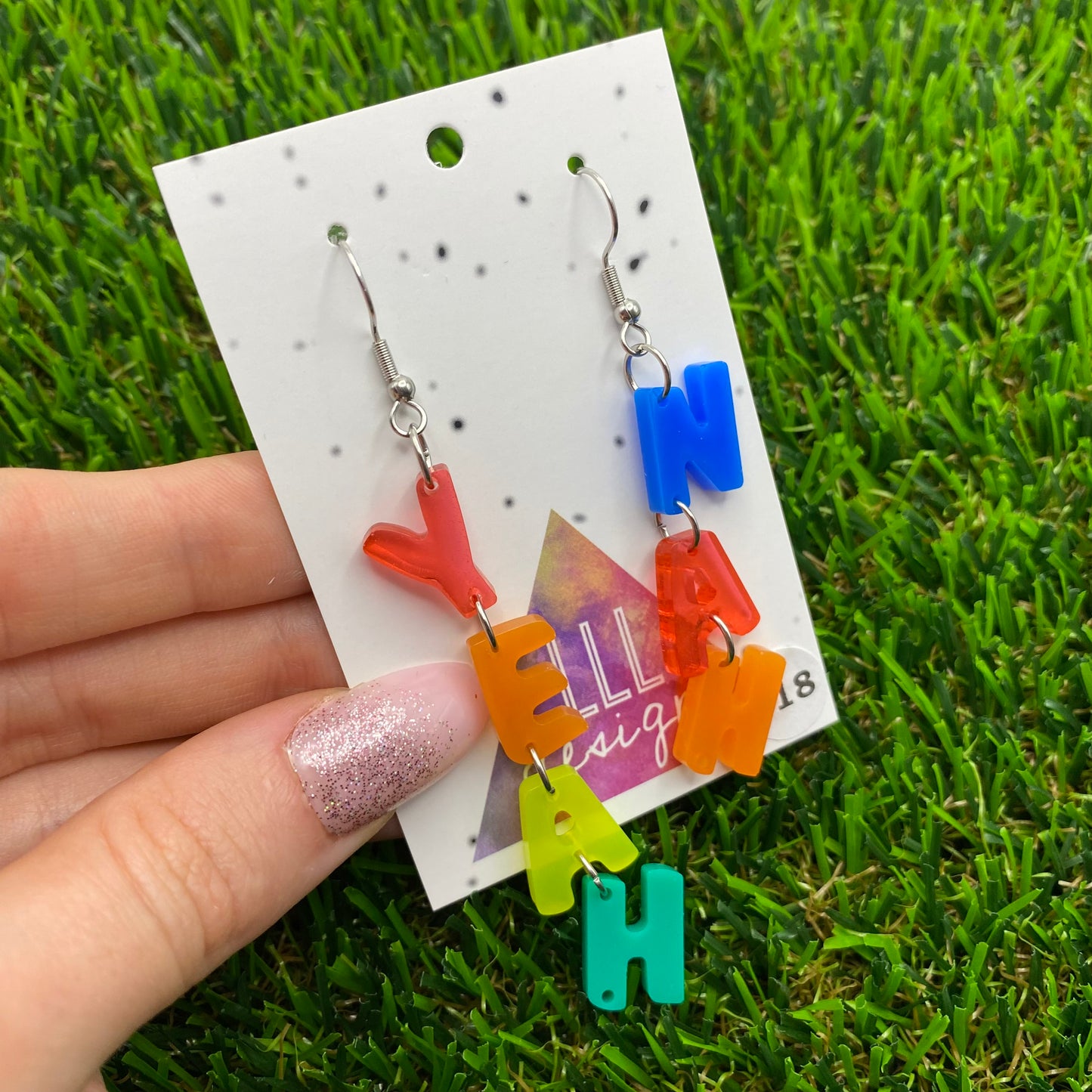 Resin Earrings - Yeah Nah Dangle Earrings Featuring a Hook Top! #Version2
