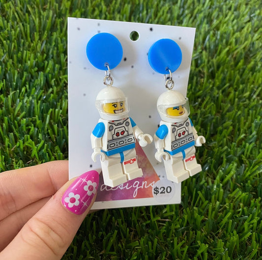 Astronaut Brick Character In Blue Space Suit - Featuring Blue Acrylic Tops!