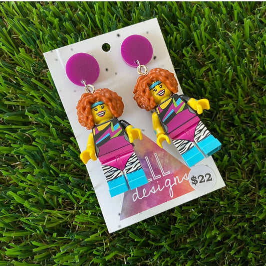 Aerobics Instructor Brick Character - Featuring Purple Acrylic Tops!
