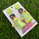 Brick Character Green Frog Princess - Featuring Lime Green Glitter Tops!