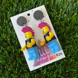 Punk Guy Brick Character With Mohawk - Featuring Black Glitter Tops!