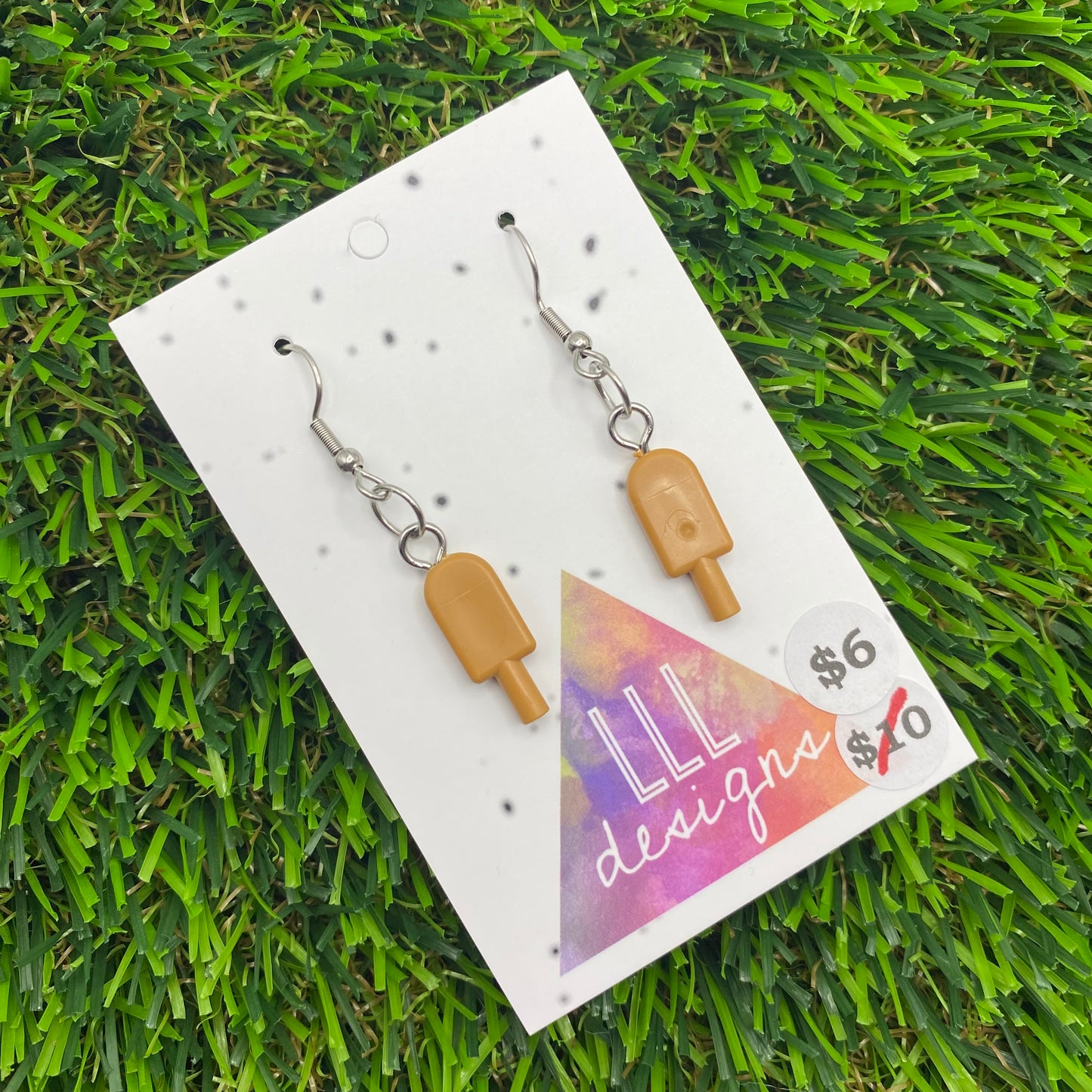 Icy Pole Brick Hook Earrings - Chocolate - Super Lightweight!