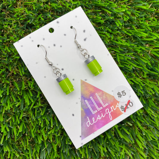 Soda Can/ Soft Drink Can Brick Hook Earrings - Green - Super Lightweight!