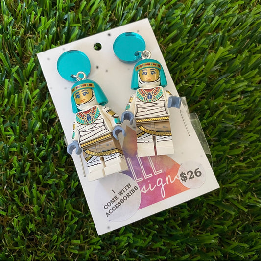 Egyptian Pharaoh Woman Brick Character With Scorpion - Featuring Mirror Teal Tops!
