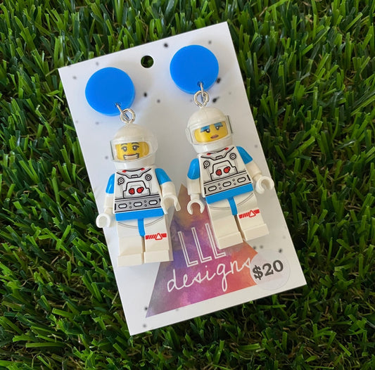 Astronaut Brick Character In Blue Space Suit - Featuring Blue Acrylic Tops!