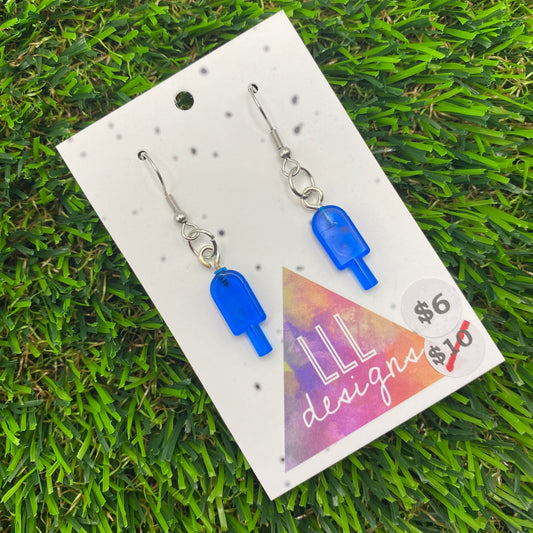 Icy Pole Brick Hook Earrings - Blue - Super Lightweight!
