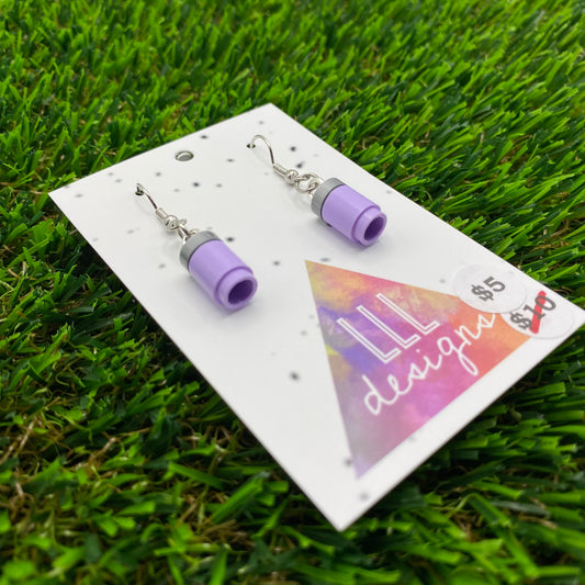 Soda Can/ Soft Drink Can Brick Hook Earrings - Lilac - Super Lightweight!