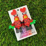 Ladybug Costumed Lady Brick Character - Featuring Red Heart Glitter Tops!