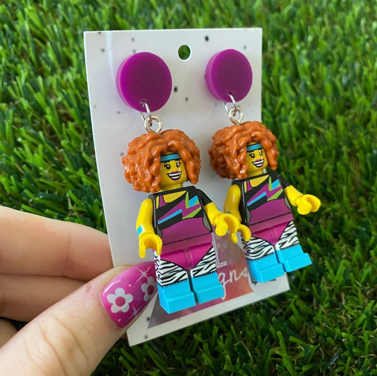 Aerobics Instructor Brick Character - Featuring Purple Acrylic Tops!