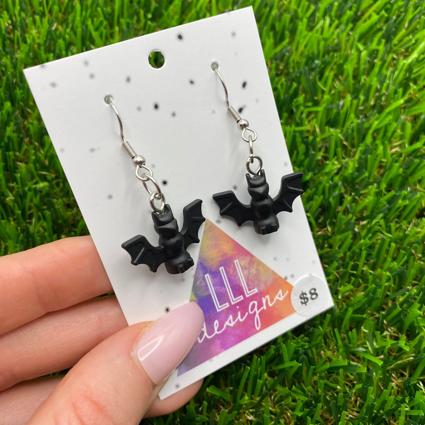 Spooky Bat Brick Animal Hook Earrings - Super Lightweight!