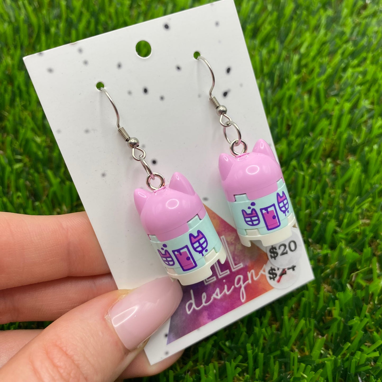 Kitty Doll House Brick Style Hook Earrings!