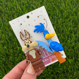 Brick Character Street Bird and Wild Desert Dog Earrings - Featuring Surgical Stainless Steel Silver Hoops!