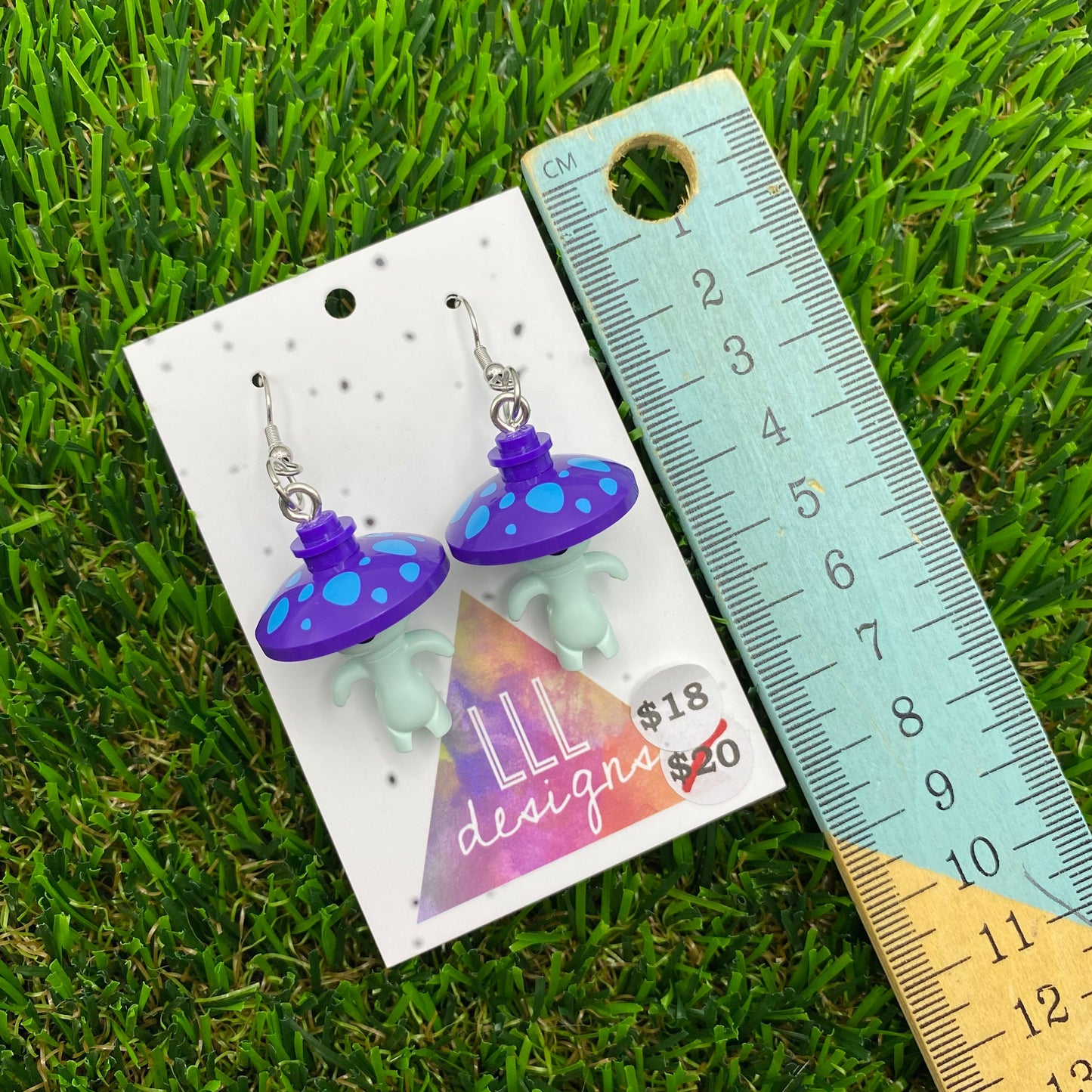 Mushroom Character Brick Style Hook Earrings!