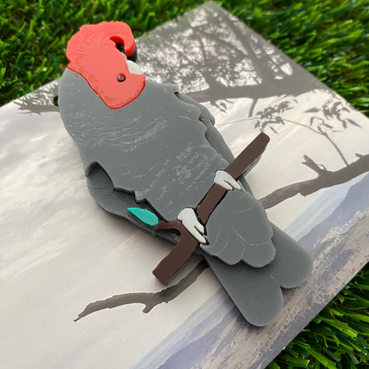 Gang Gang Cockatoo Brooch - Imperfect Sale #6 - Detailed Hand Painted Acrylic Bird Brooch.