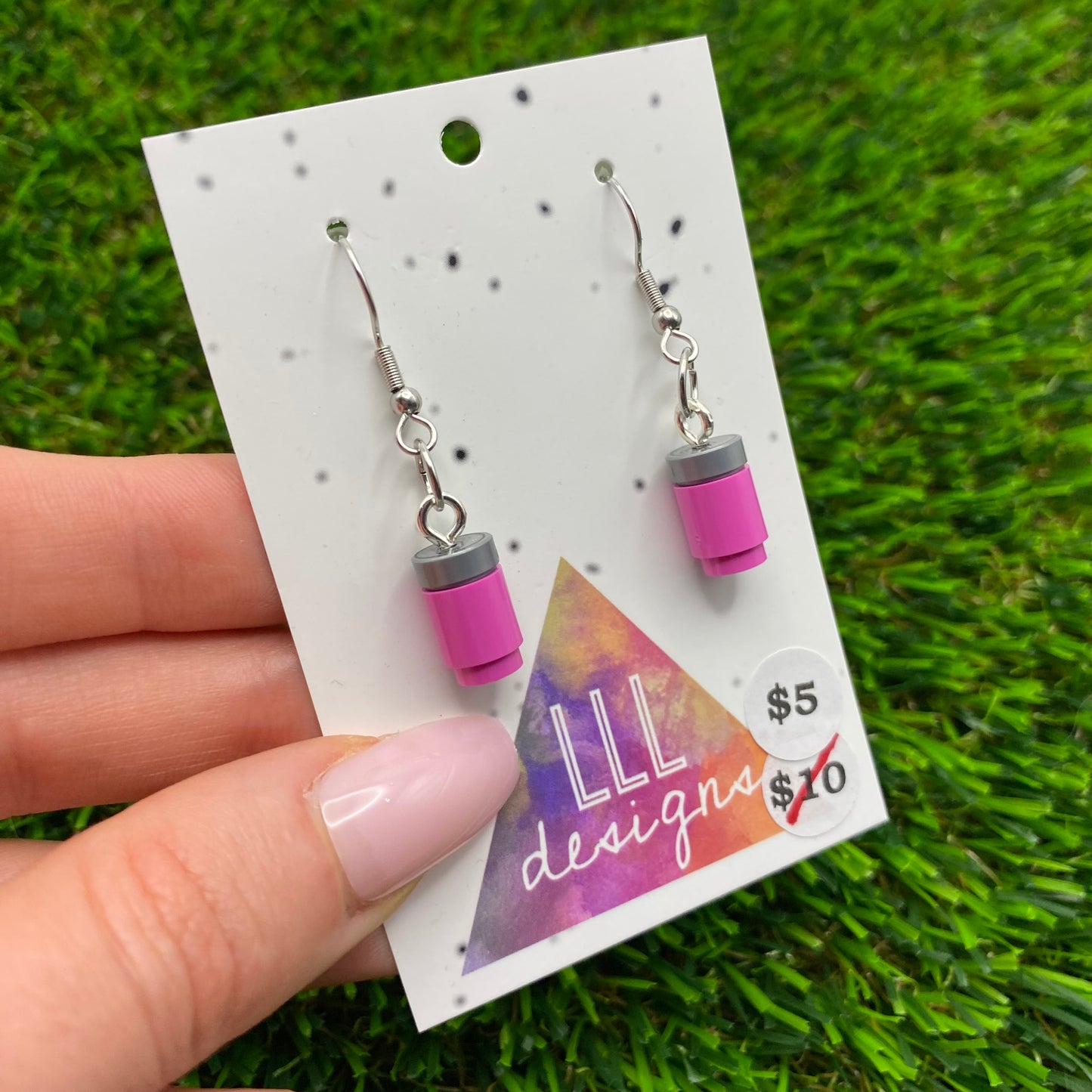Soda Can/ Soft Drink Can Brick Hook Earrings - Pink - Super Lightweight!