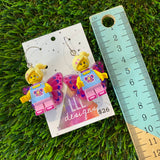 Butterfly Girl Brick Character Dangle Earrings - Featuring Silver Surgical Stainless Steel Hoops!