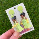 Brick Character Green Frog Princess - Featuring Lime Green Glitter Tops!