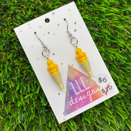 Ice Cream Brick Hook Earrings - Banana - Super Lightweight!