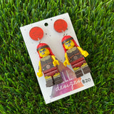 Red Warrior Woman Brick Character - Featuring Red Sparkly Tops!