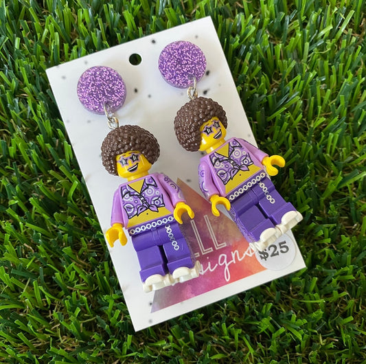 Purple Disco Diva Brick Character On Rollerskates - Featuring Purple Glitter Tops!