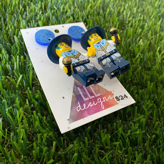 Blue Country Singer Brick Character - Featuring Blue Glitter Tops!