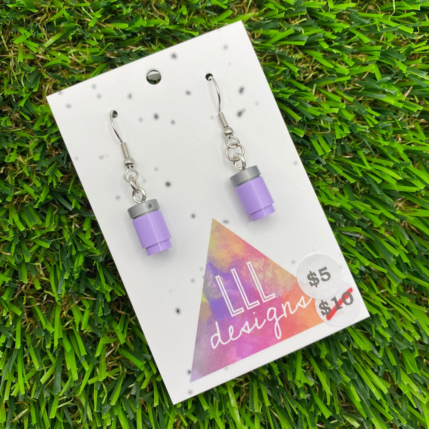 Soda Can/ Soft Drink Can Brick Hook Earrings - Lilac - Super Lightweight!