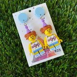 Birthday Girl Brick Character With Party Hats - Featuring Light Blue Tops!