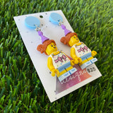 Birthday Girl Brick Character With Party Hats - Featuring Light Blue Tops!