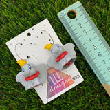 Brick Character Happy Flappy Elephant Dangle Earrings - Featuring Surgical Stainless Steel Silver Hoops!