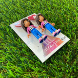 Gaby with Cat Ears Brick Character Dangle Earrings - Featuring Pink Glitter Heart Tops!