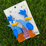 Brick Character Street Bird Earrings - Featuring Surgical Stainless Steel Silver Hoops!