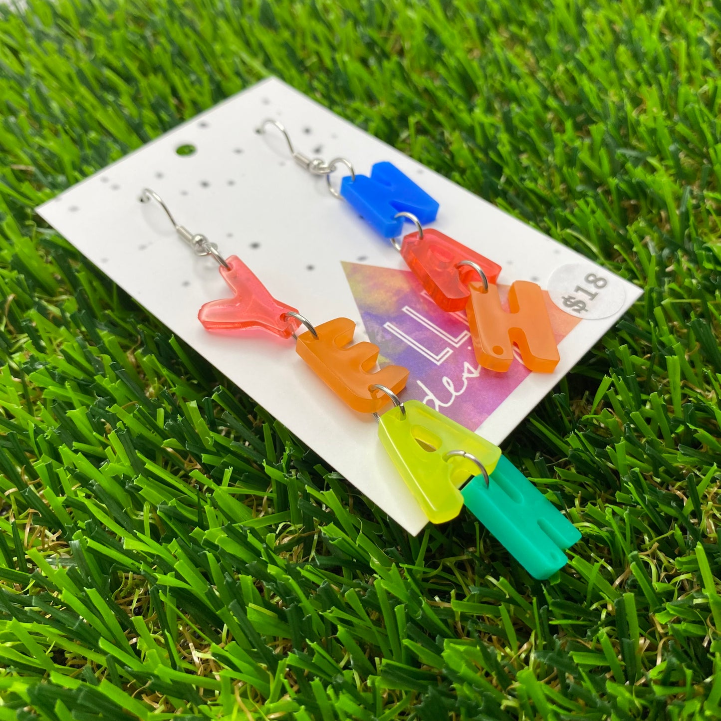 Resin Earrings - Yeah Nah Dangle Earrings Featuring a Hook Top! #Version2