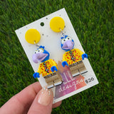 Brick Character Puppet Monster Dangle Earrings - Featuring Yellow Tops!
