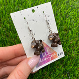 Brown Puppy Brick Animal Hook Earrings!