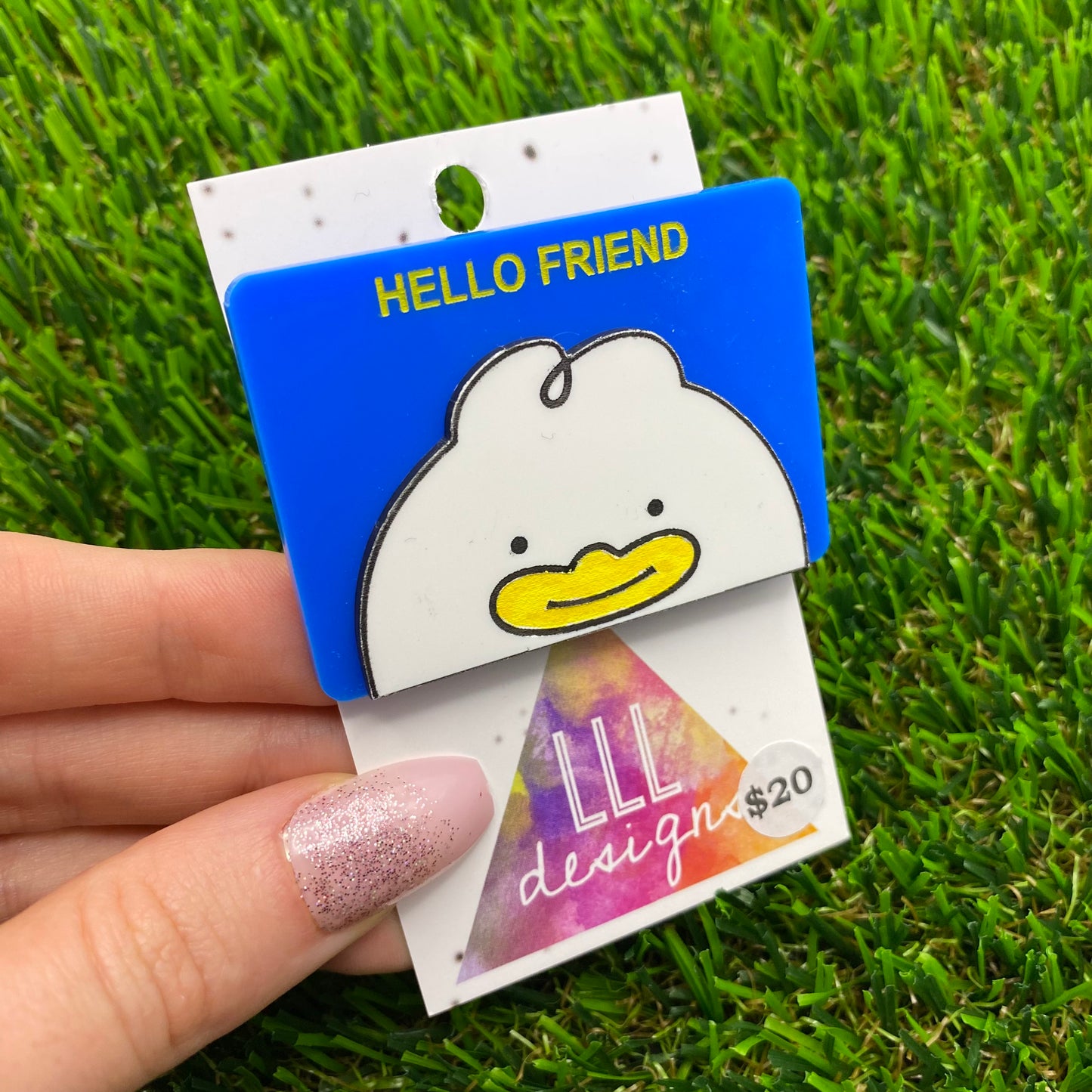 KPOP Hello Friend Brooch - Badge - Featuring Plastic and Metal Brooch Back!