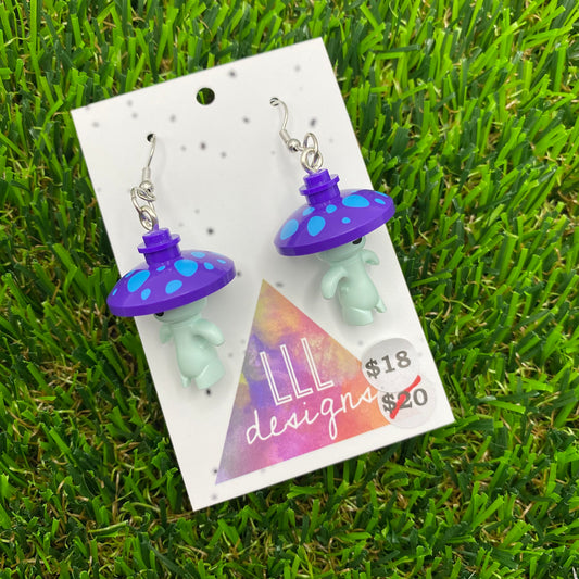 Mushroom Character Brick Style Hook Earrings!