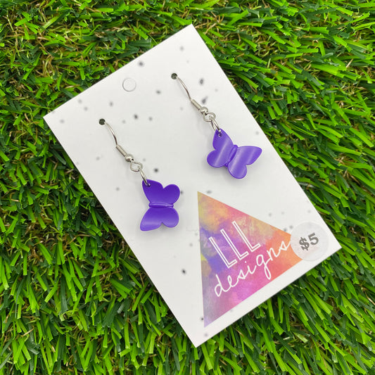 Butterfly Brick Hook Earrings - Purple - Super Lightweight!