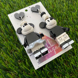 Brick Character Black and White Mouse Couple Dangle Earrings - Featuring Black Glitter Heart Shaped Tops!