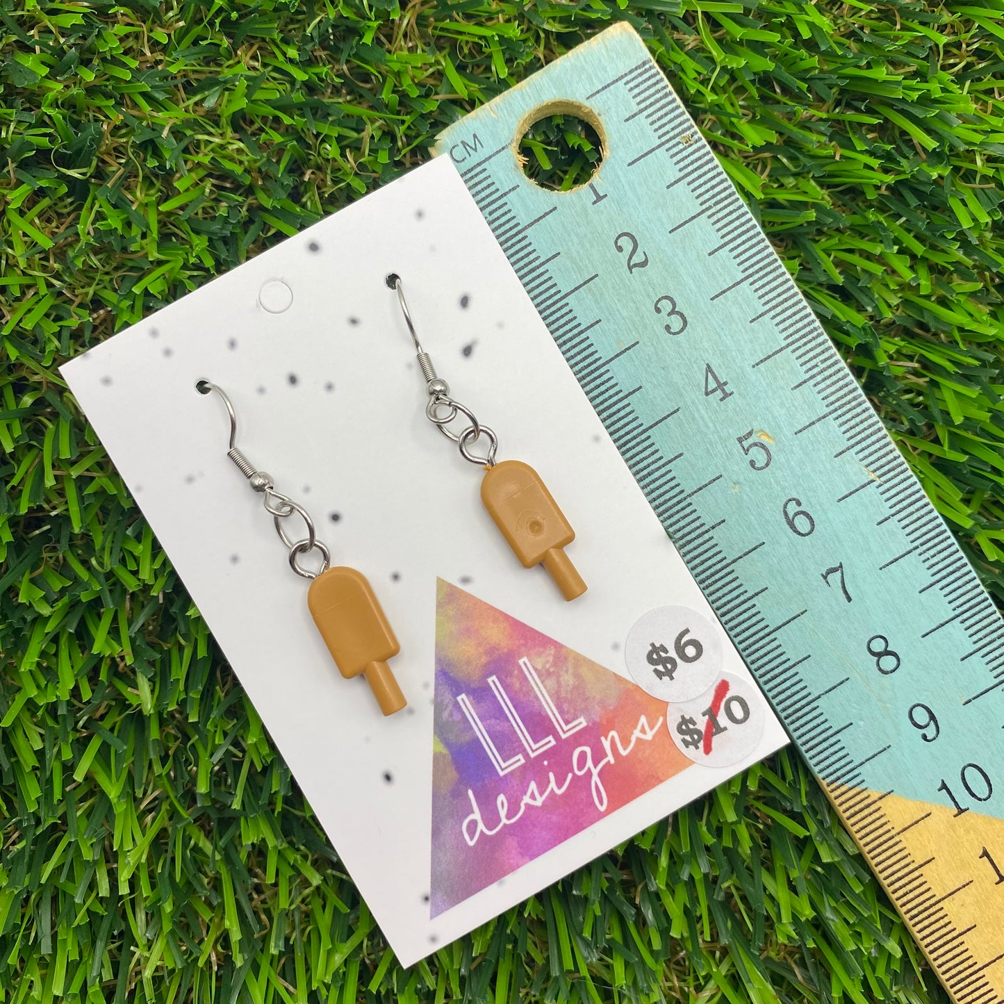 Icy Pole Brick Hook Earrings - Chocolate - Super Lightweight!