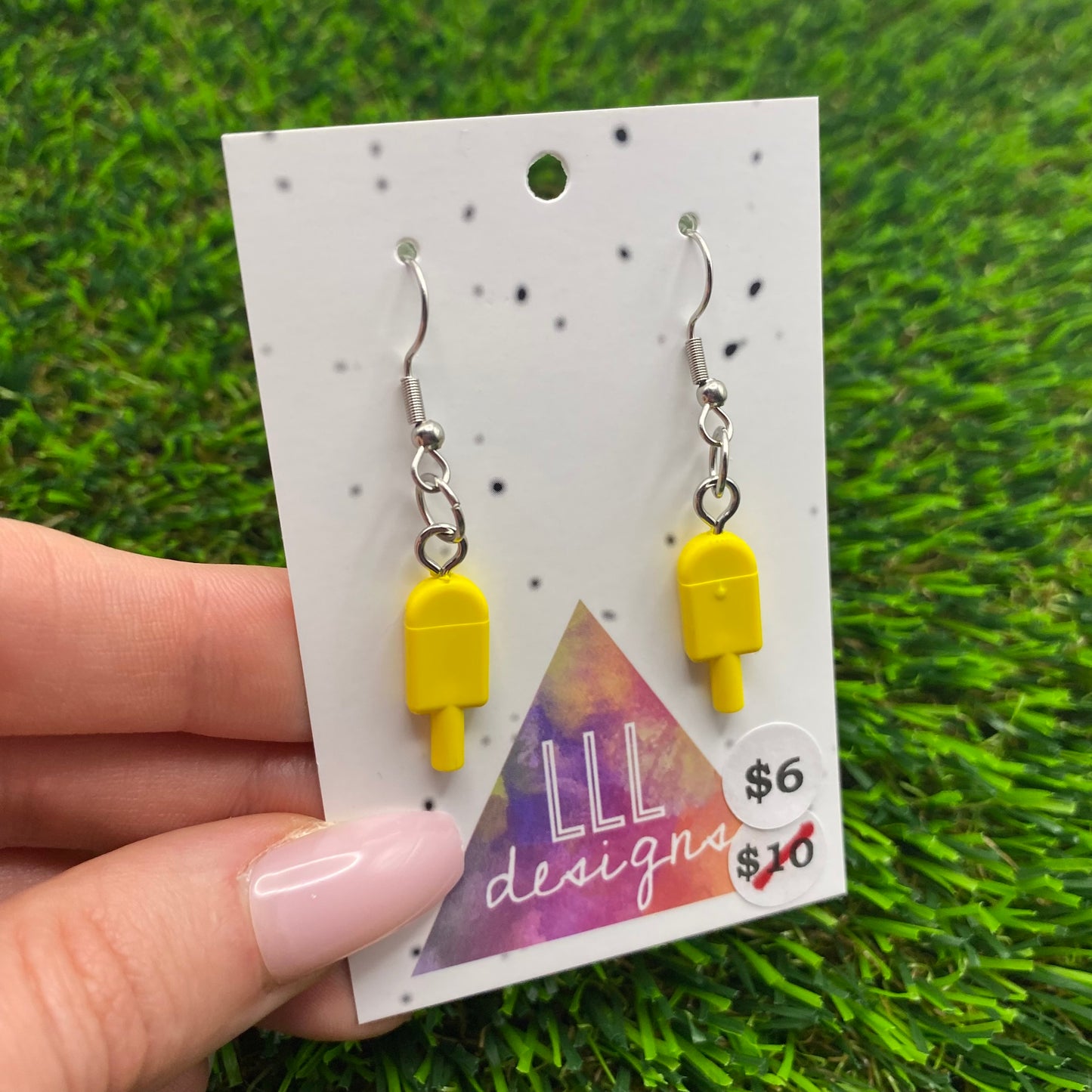 Icy Pole Brick Hook Earrings - Banana - Super Lightweight!