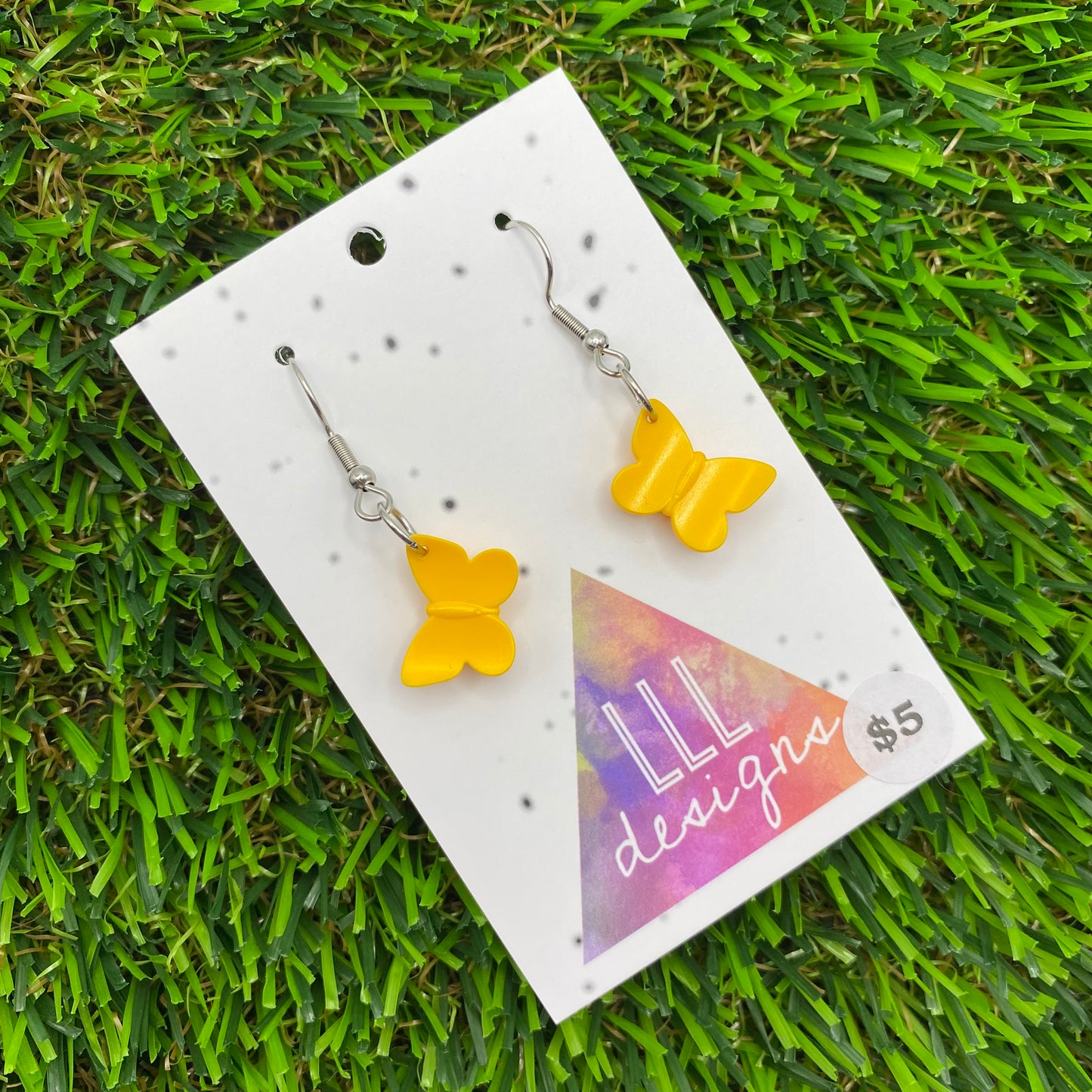 Butterfly Brick Hook Earrings - Orange - Super Lightweight!