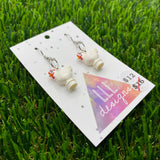 White Chicken/Hen Brick Animal Hook Earrings - Super Lightweight!