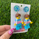 Crazy Cat Man Brick Character - Featuring Blue Shatter Tops!