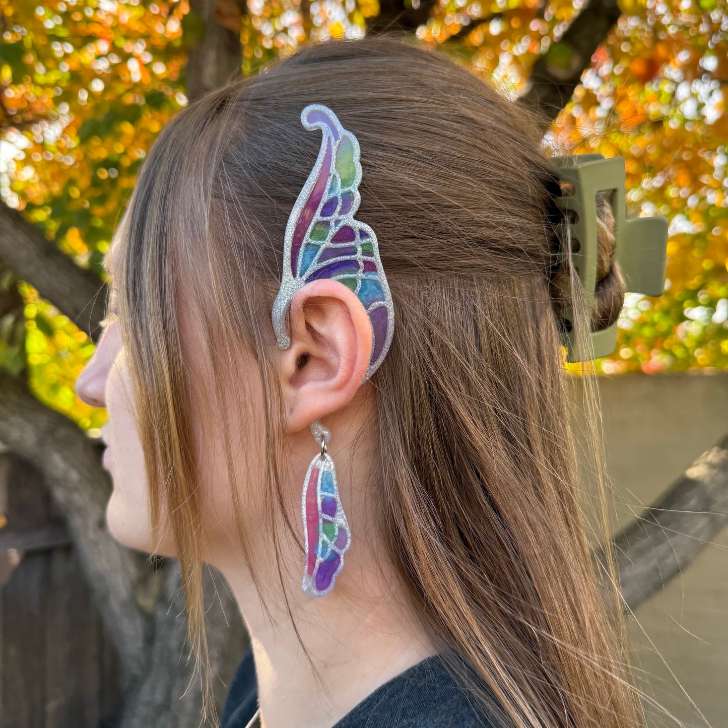 Ear Wings - Whimsical Creations Resin Fantasy Ear Cuffs - Dahlia